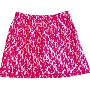 T by Talbots Skort Lobster Print Pink White Pull On Stretch plus size 2XP